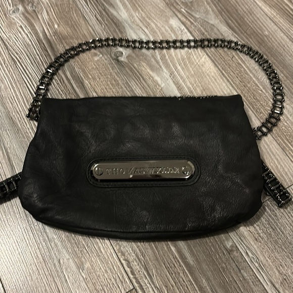 Vintage THOMAS WYLDE Motor Chain SCORPION Black Leather Shoulder Bag Purse - Picture 8 of 13